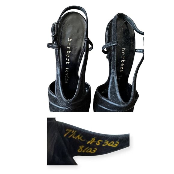 Vintage Herbert Levine Black Suede Slingback Heels 7.5M, Stiletto Heel, 60s - Picture 7 of 13